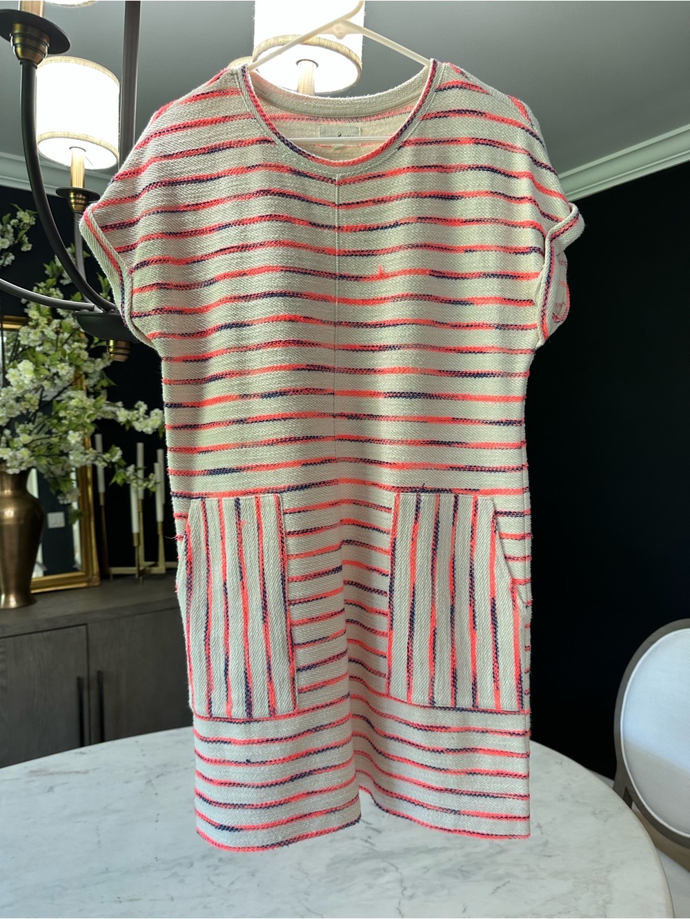 Lou & Grey Cream Dress with Pink and Navy Stripes